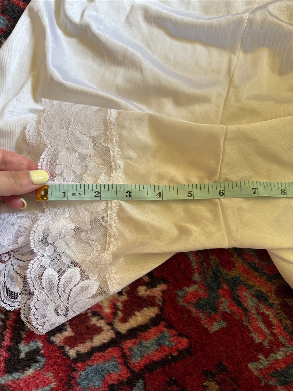 Vintage White Half Slip Shorts Lace Trim Nylon Pettipants Size Small - Picture 10 of 10